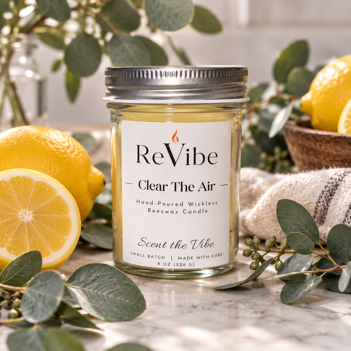 6 oz Wickless Beeswax Candle