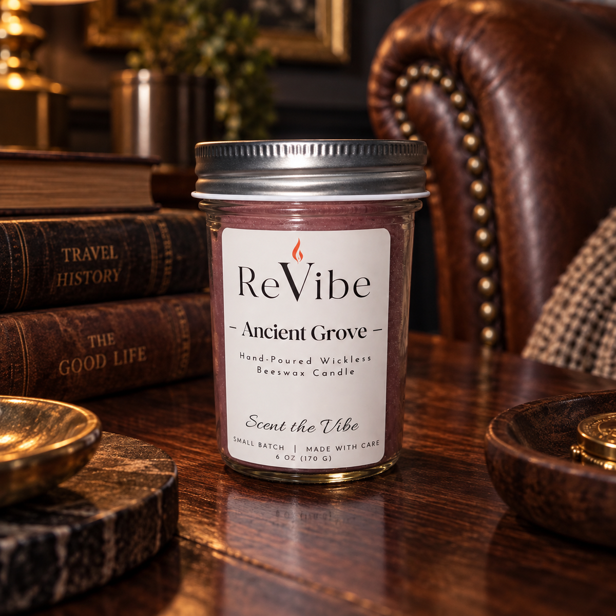6 oz Wickless Beeswax Candle